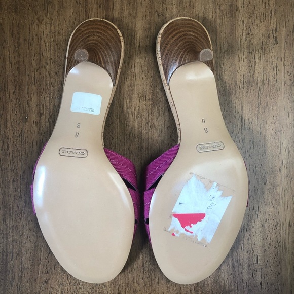 COACH Cork & Leather Kitten Heel Fuchsia Bow - Picture 7 of 7